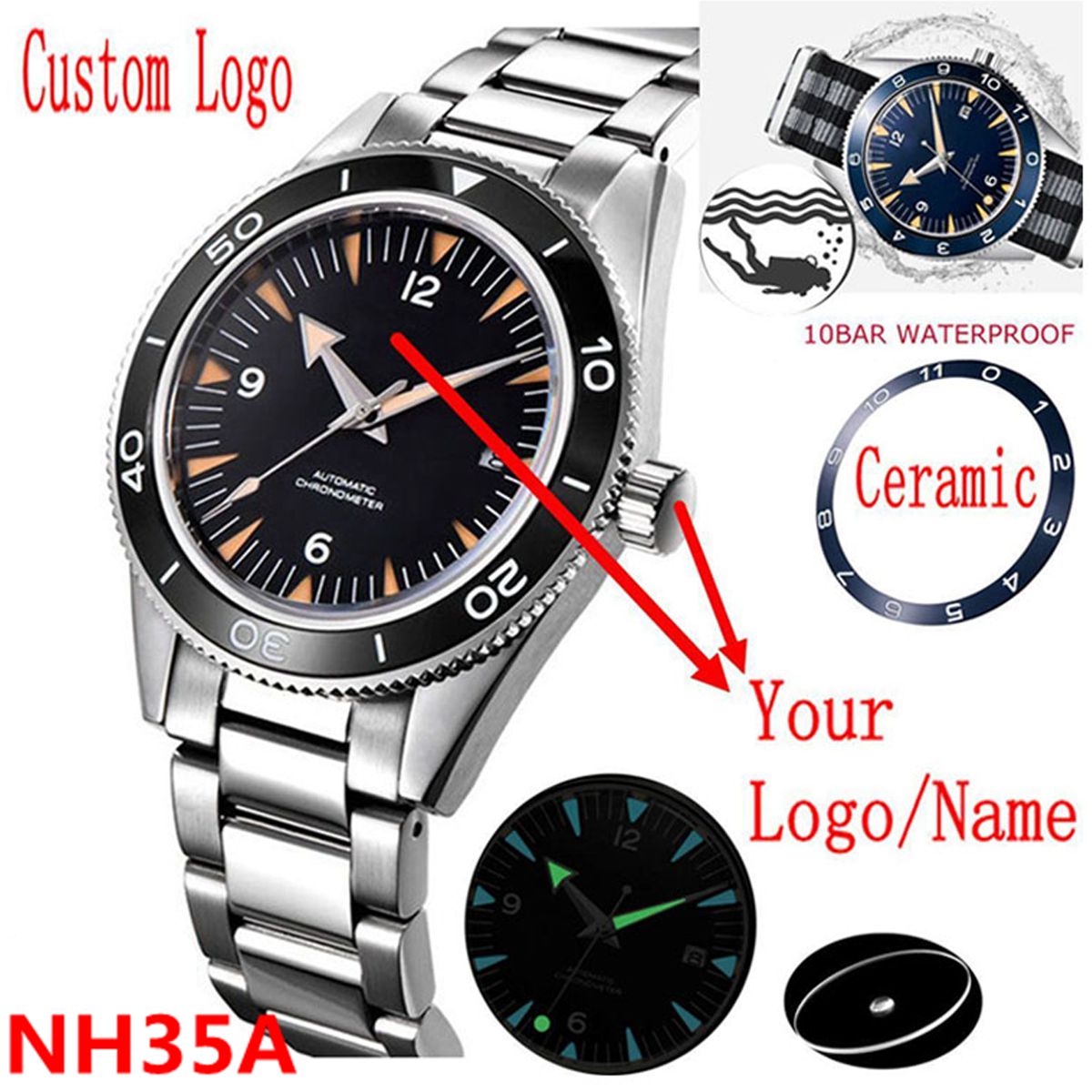 Jewelry Style Watches - Custom Logo NH35 Movement Watch 10bars