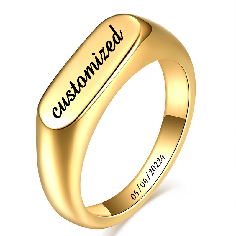 Couple Ring Set - Customizable Stainless Steel Signet Rings for