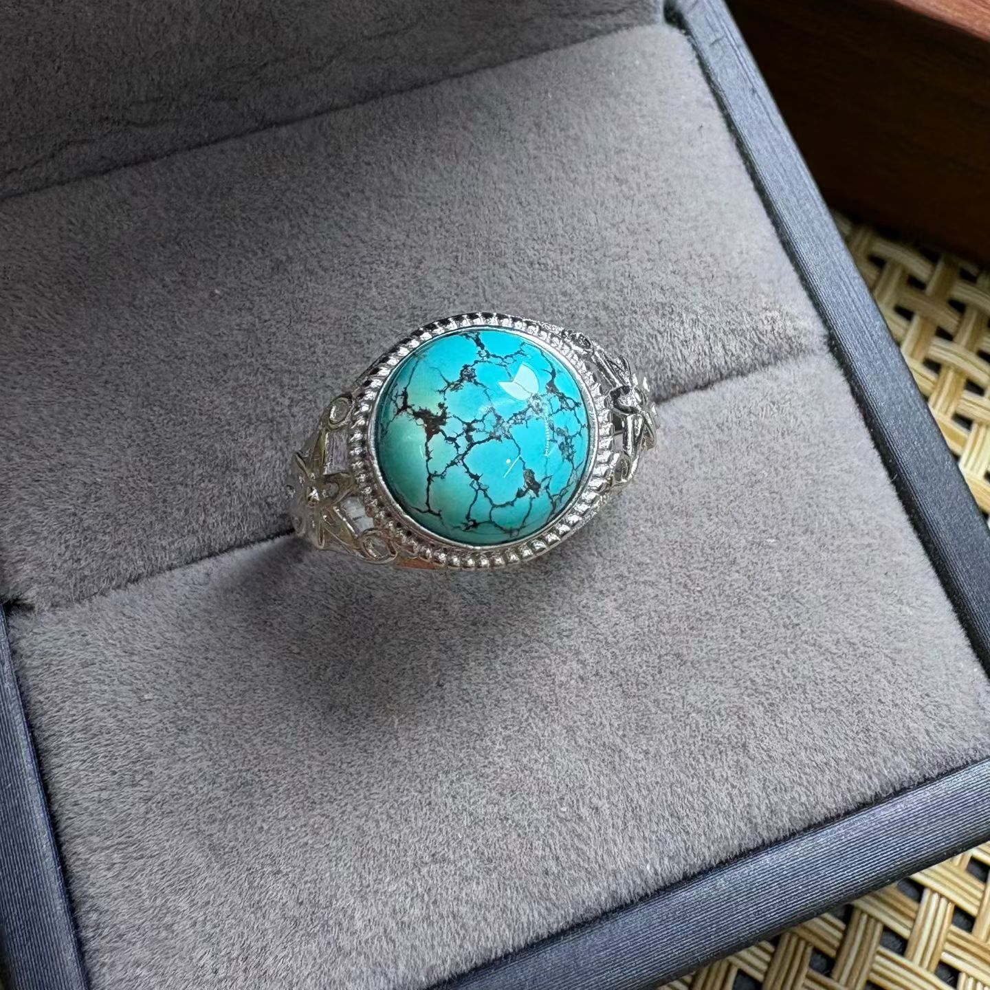 Turquoise Stone Ring - 1 Pc Fengbaowu Natural Turquoise Ring