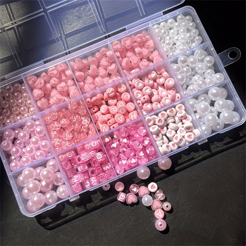 Fine Jewelry & Watches Photos - 10-piece pink alphabet box, acrylic beads,