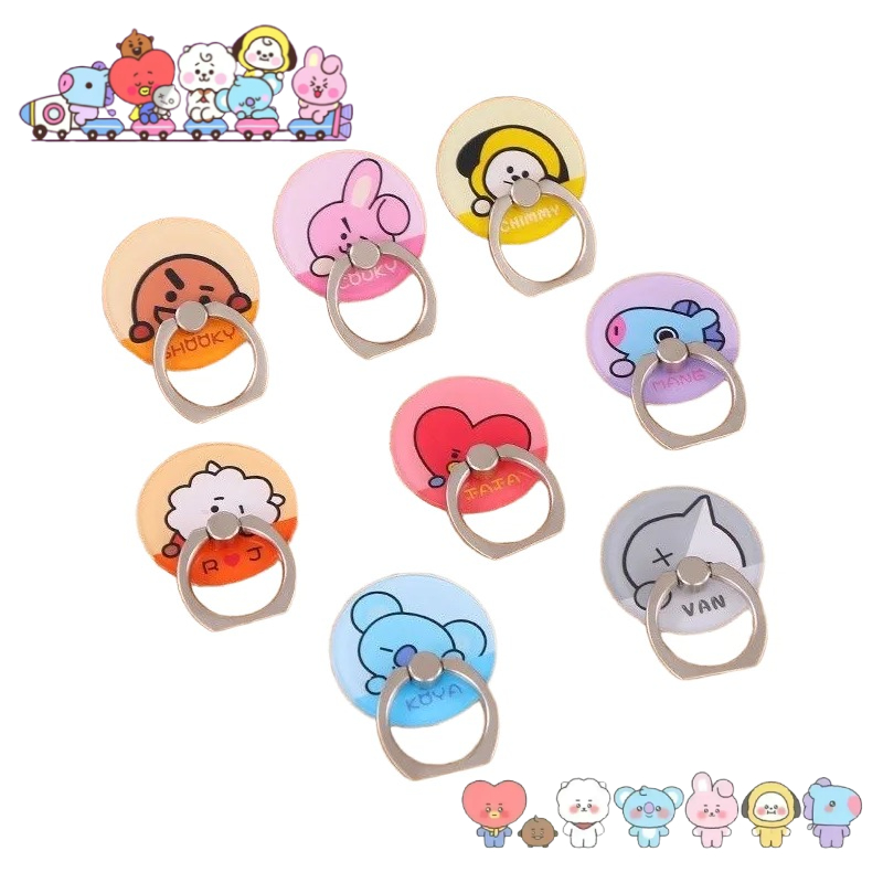 Couple Ring Set - BT21 cartoon cute strong adhesive phone