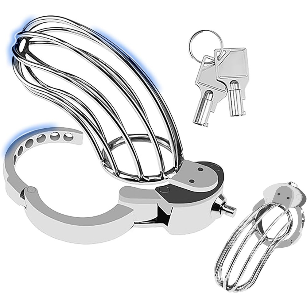 Couple Ring Set - Push Lock Adjustable Chastity Device Cock