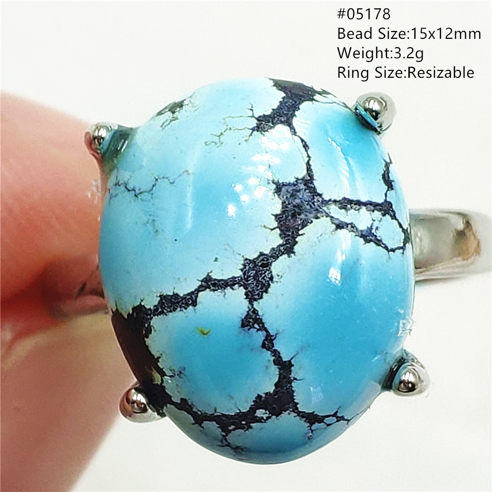 Turquoise Stone Ring - Natural Green Turquoise Adjustable Ring Oval