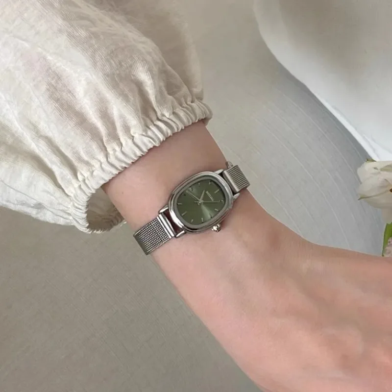 Jewelry Watches Women - Small Oval Dial Green Watch Simple