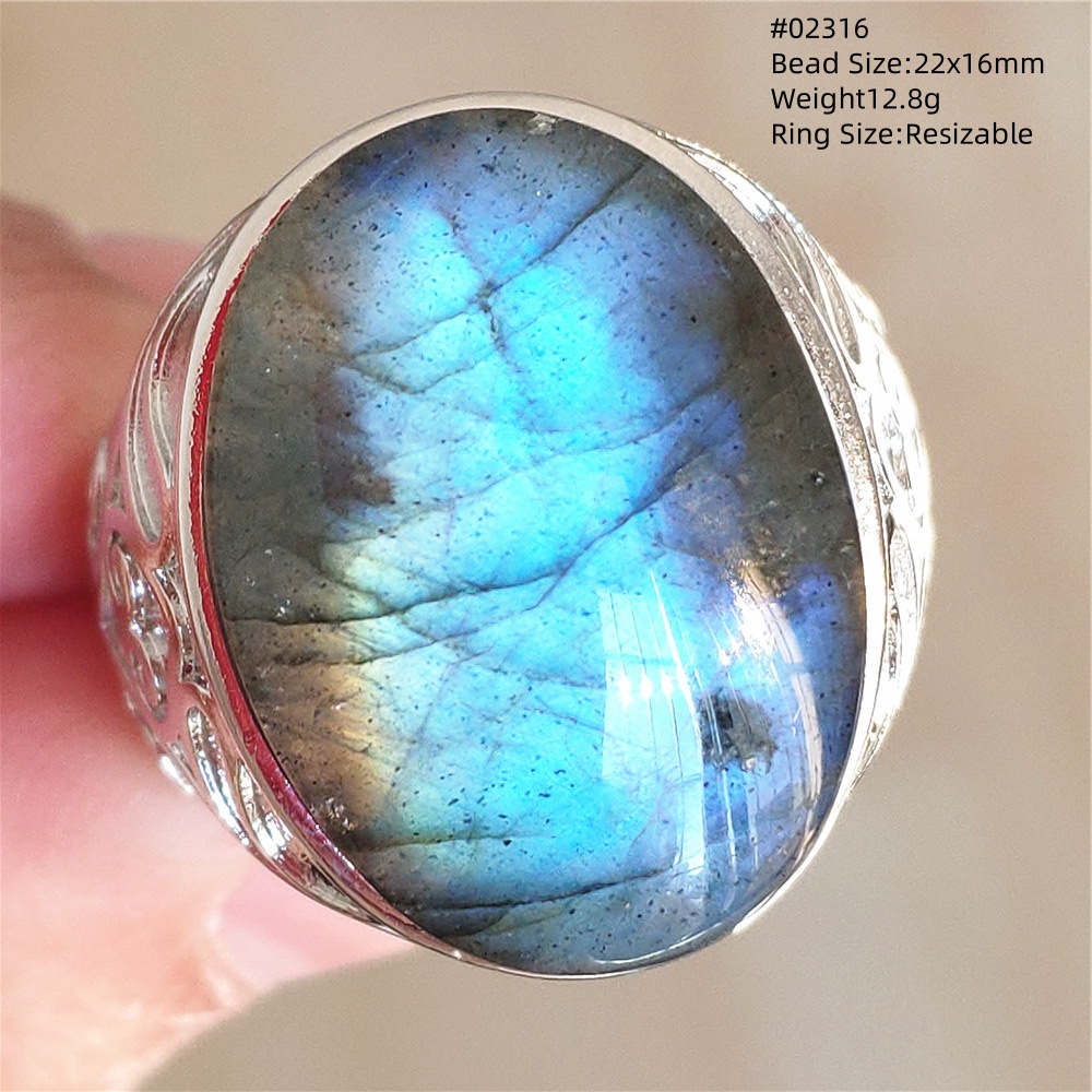 Natural Colorful Labradorite A - Turquoise Stone Ring recension och pris