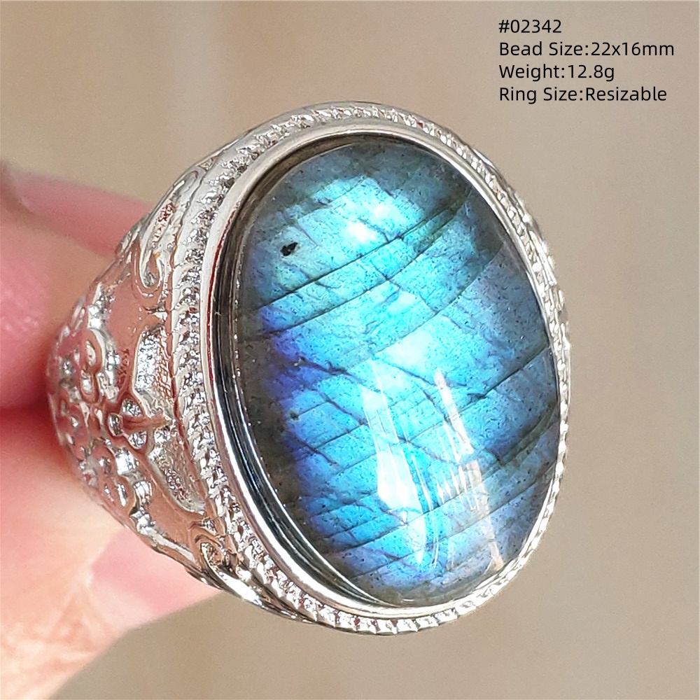 Natural Colorful Labradorite A - Turquoise Stone Ring recension och pris