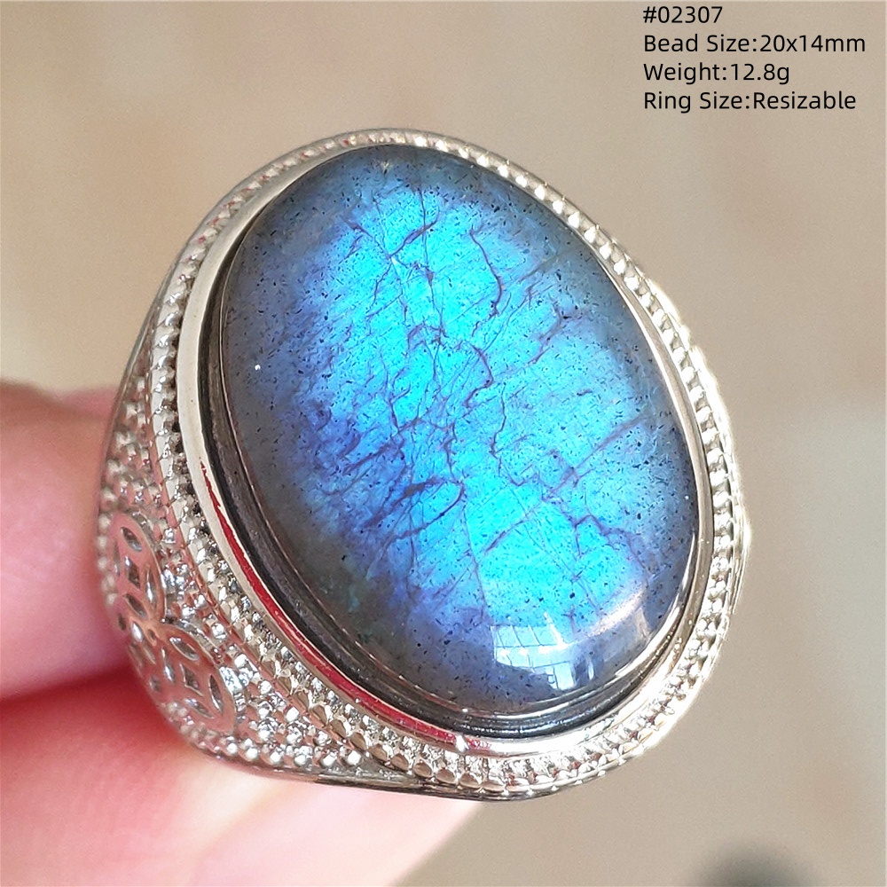 Natural Colorful Labradorite A - Turquoise Stone Ring recension och pris