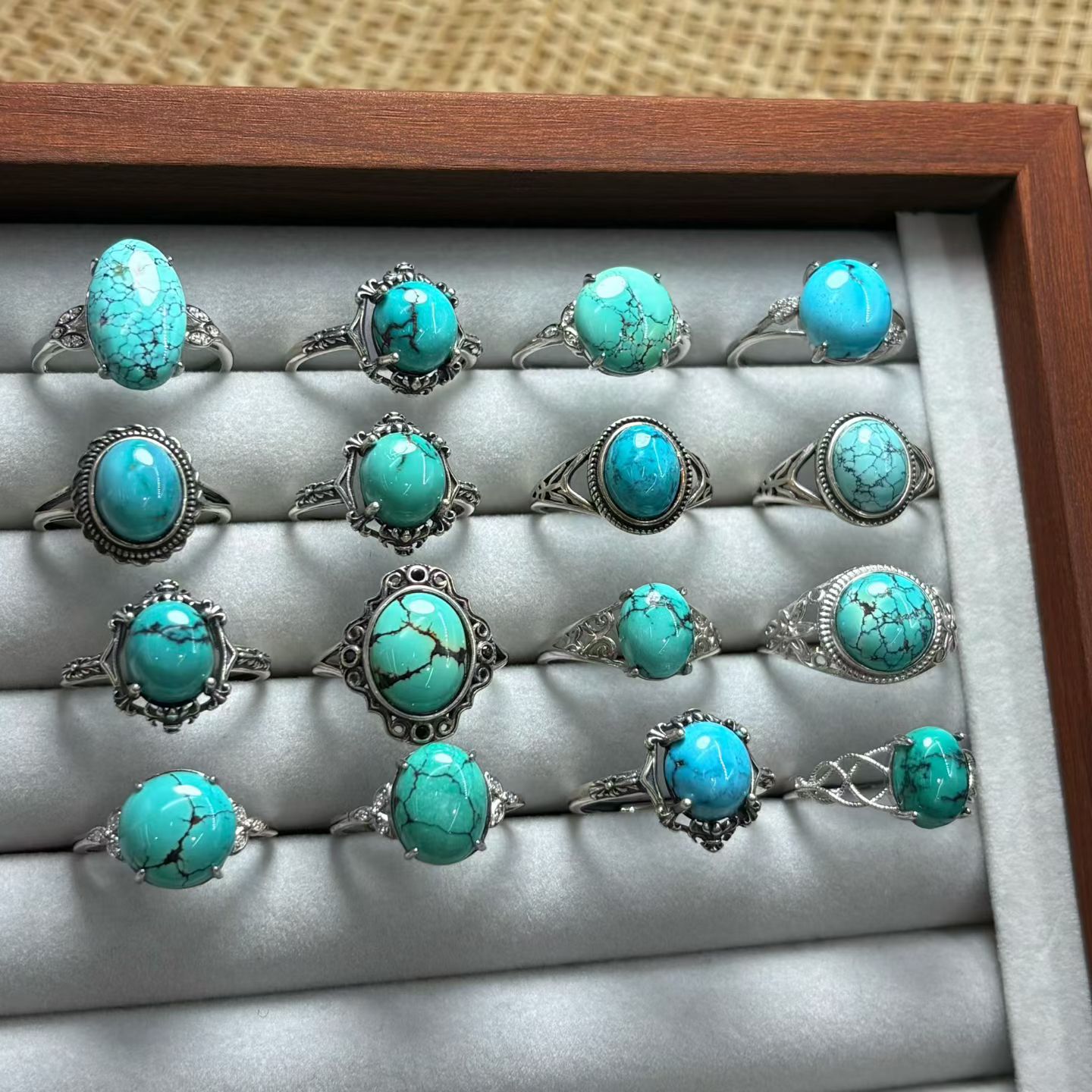 1 Pc Fengbaowu Natural Turquoi - Turquoise Stone Ring recension och pris