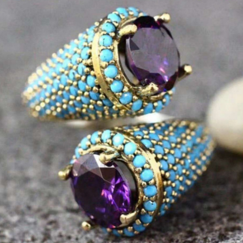 A 14k gold turquoise purple zi - Turquoise Stone Ring recension och pris