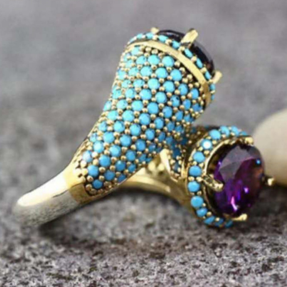 A 14k gold turquoise purple zi - Turquoise Stone Ring recension och pris