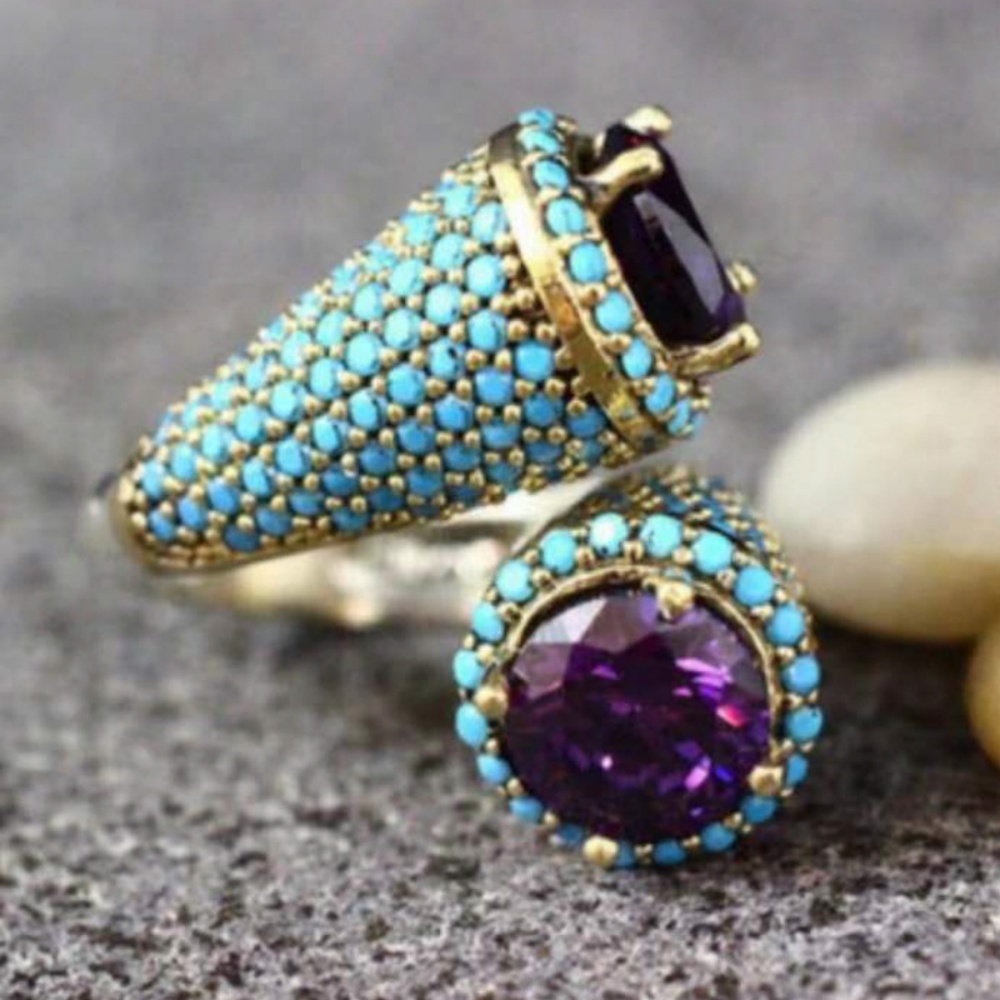 A 14k gold turquoise purple zi - Turquoise Stone Ring recension och pris
