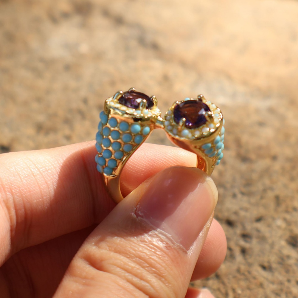 A 14k gold turquoise purple zi - Turquoise Stone Ring recension och pris