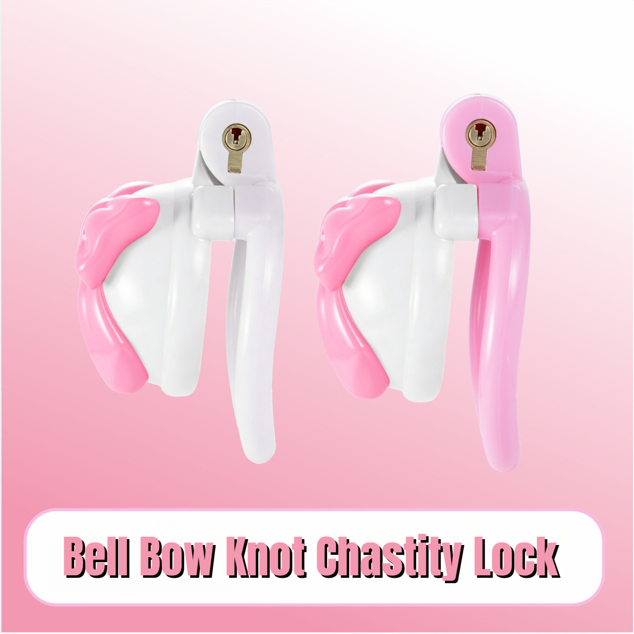 Pink Bowknot Resin Chastity Ca - Couple Ring Set recension och pris