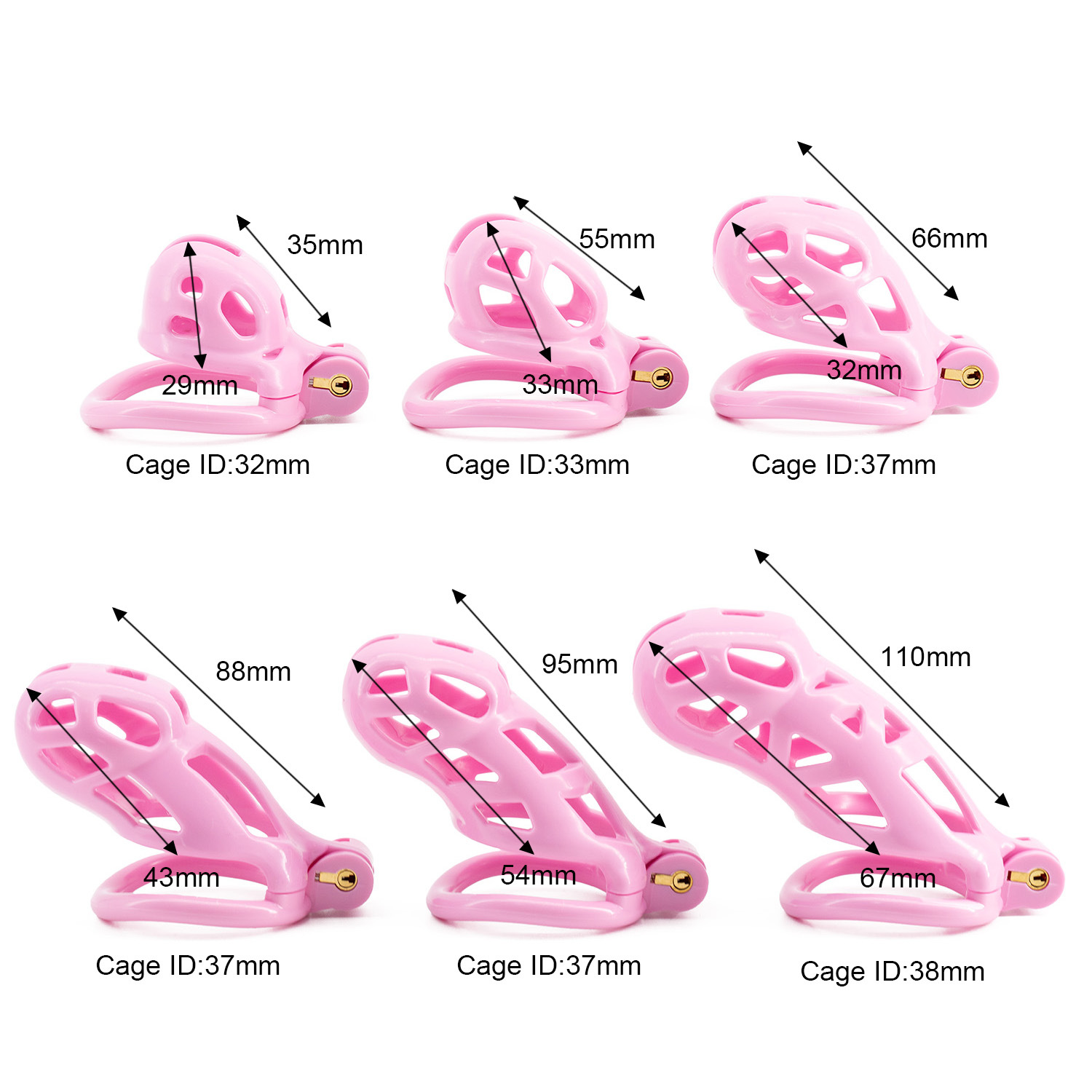 6 sizes CB Nylon Chastity Cage - Couple Ring Set recension och pris