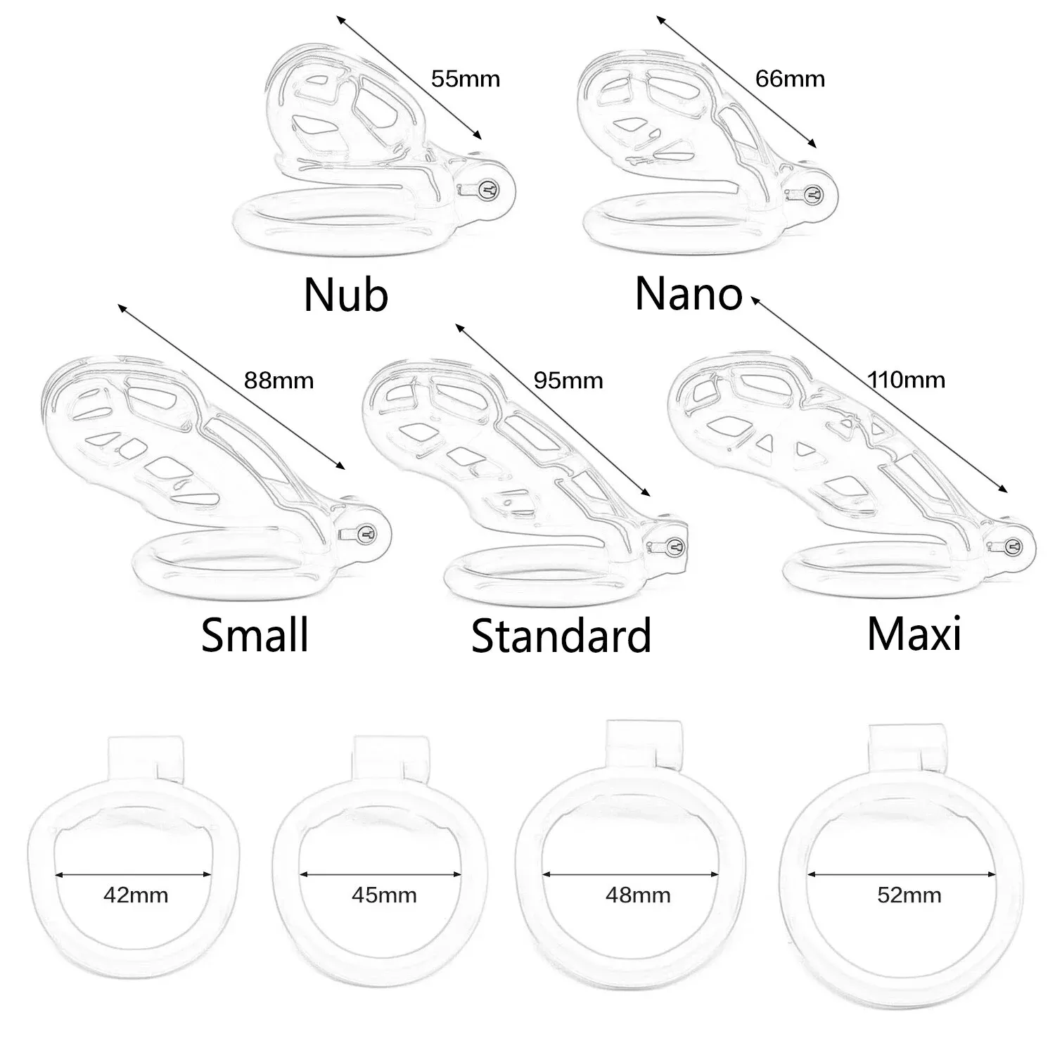 6 sizes CB Nylon Chastity Cage - Couple Ring Set recension och pris