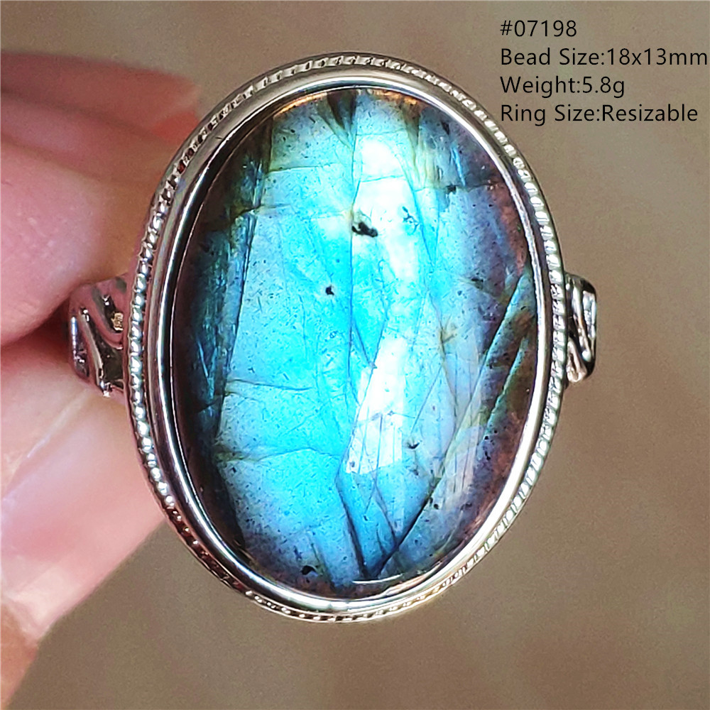 Natural Blue Light Labradorite - Turquoise Stone Ring recension och pris