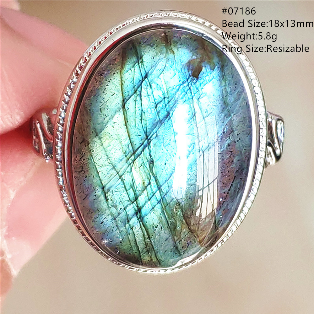 Natural Blue Light Labradorite - Turquoise Stone Ring recension och pris