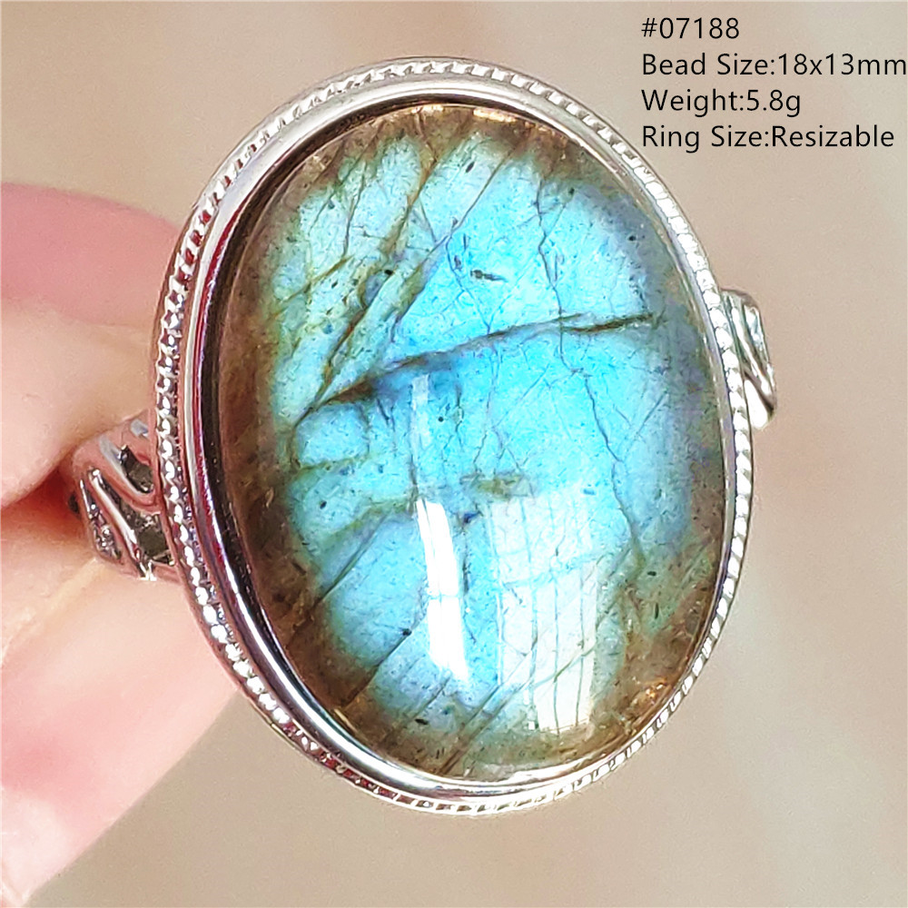 Natural Blue Light Labradorite - Turquoise Stone Ring recension och pris