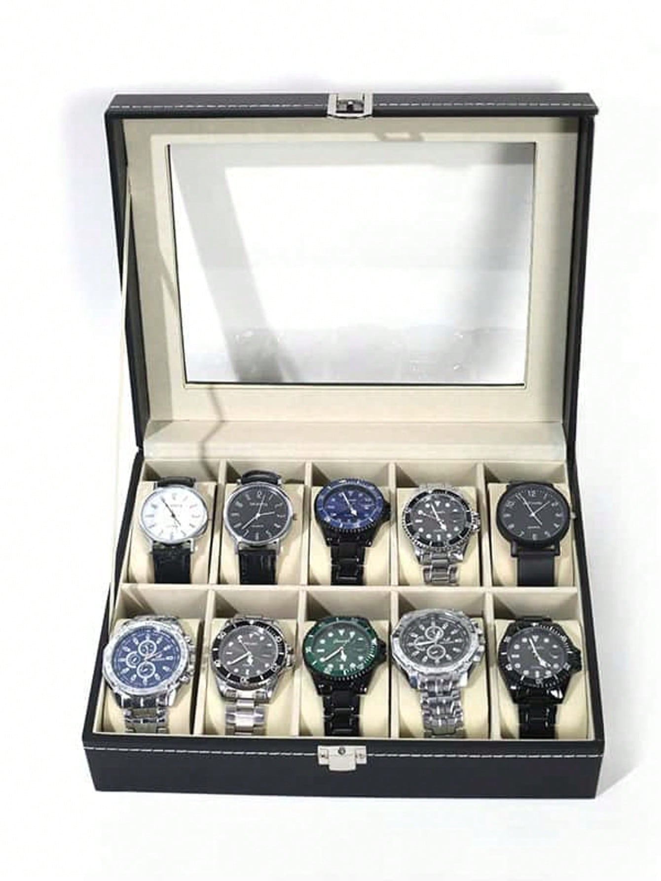 Leather Watch Box with Lock, L - Jewelry Watches Women recension och pris