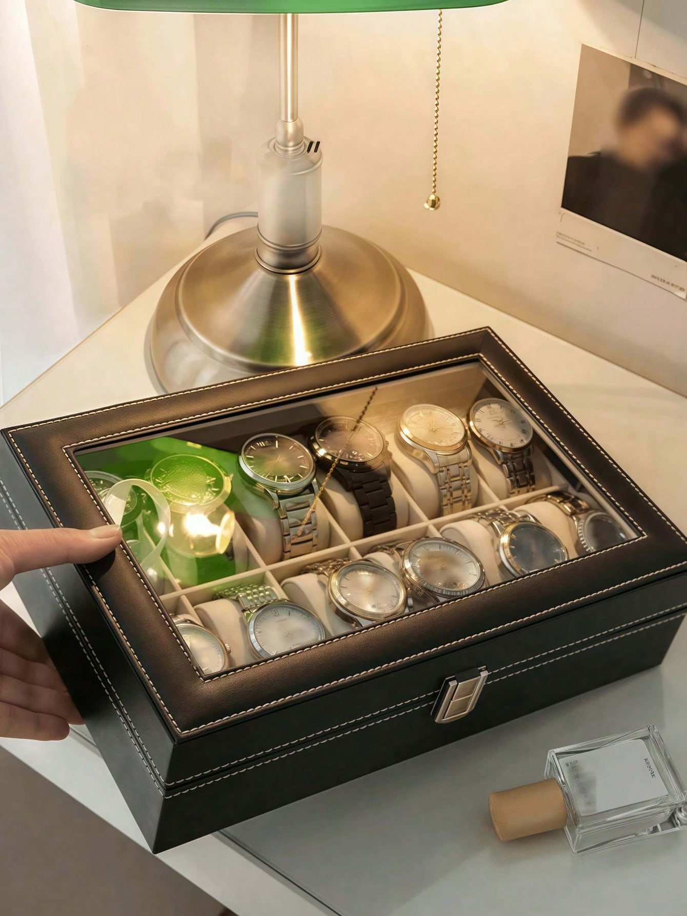 Leather Watch Box with Lock, L - Jewelry Watches Women recension och pris