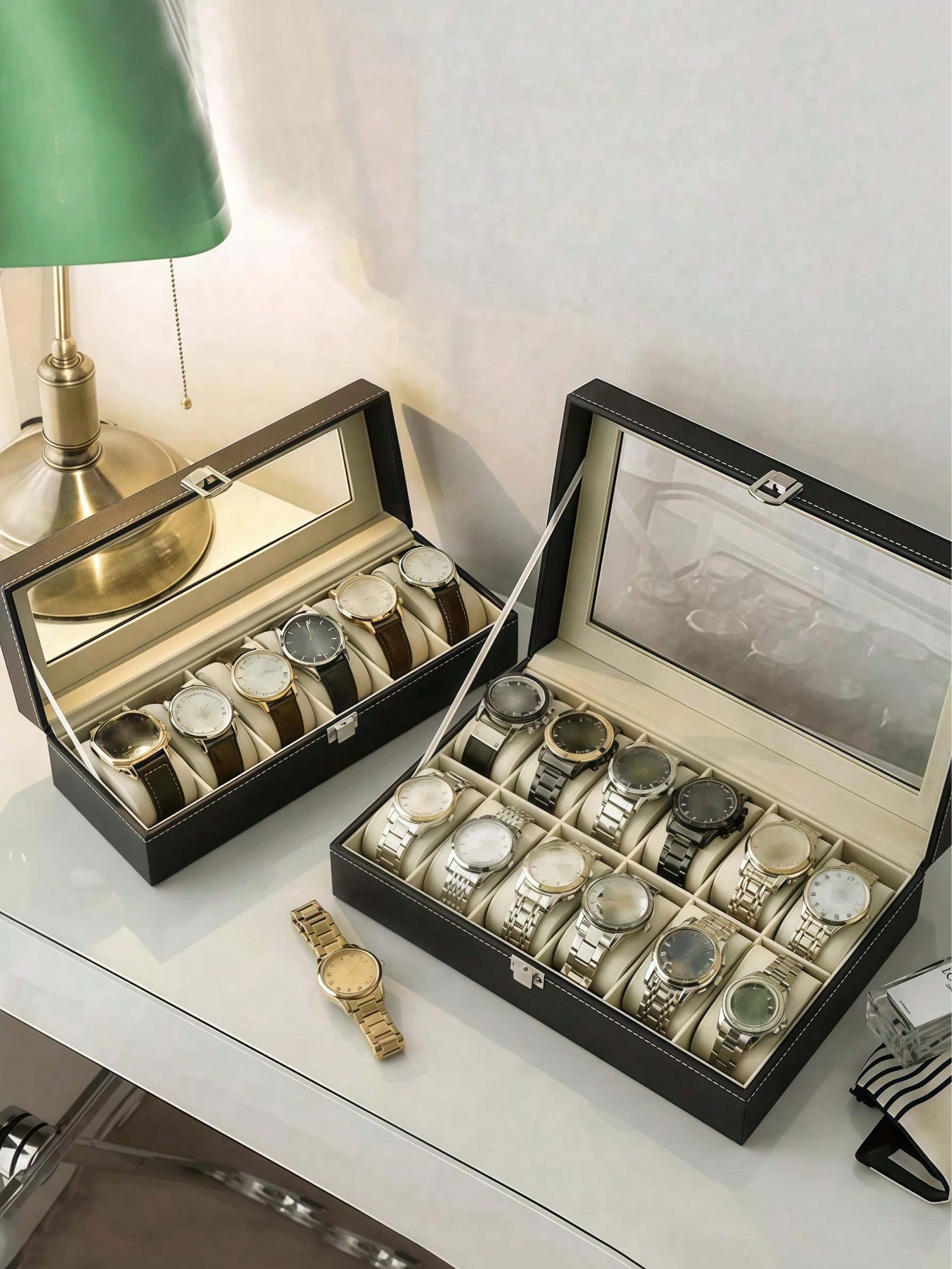 Leather Watch Box with Lock, L - Jewelry Watches Women recension och pris