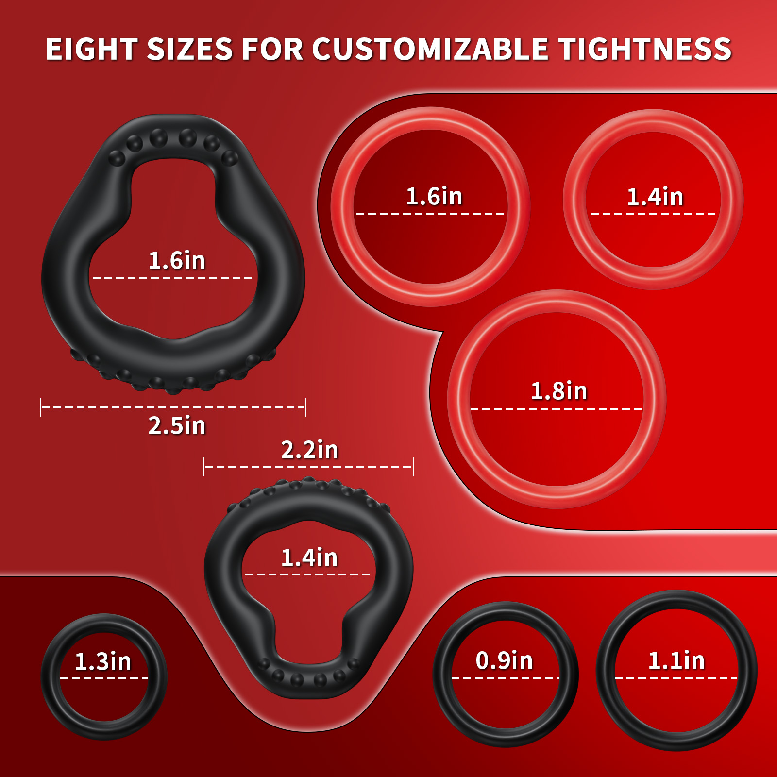 KUSHOR 8 PCS Silicone Penis Ri - Couple Ring Set recension och pris