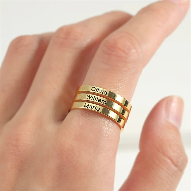 Personalized Stainless Steel E - Couple Ring Set recension och pris